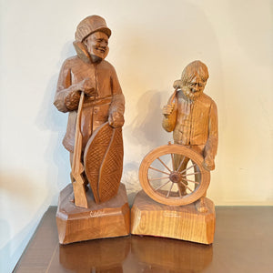 2 CARVED WOOD FIGURINES (TALLEST IS 12") - P102