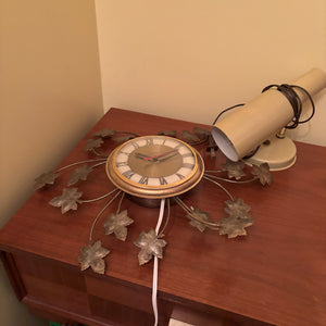 Vintage Wall Clock and Light Fixture - R313