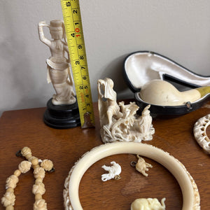 VINTAGE BONE/RESIN GROUPING (BRACELETS, PIPE AND MORE) - P344