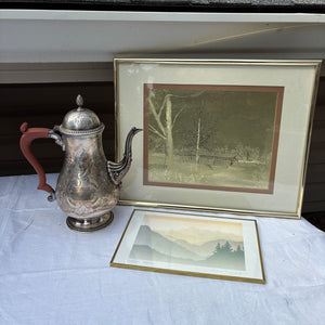 Vintage Artwork and Silver Plated Teapot - R421