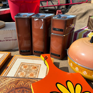 Vintage Kitchen Grouping (Brown Cannister Set and More) - R358