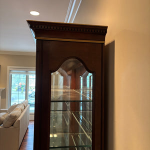 4 Piece Antique Cabinet with Glass Shelves and Smoked Mirrored Back - M313