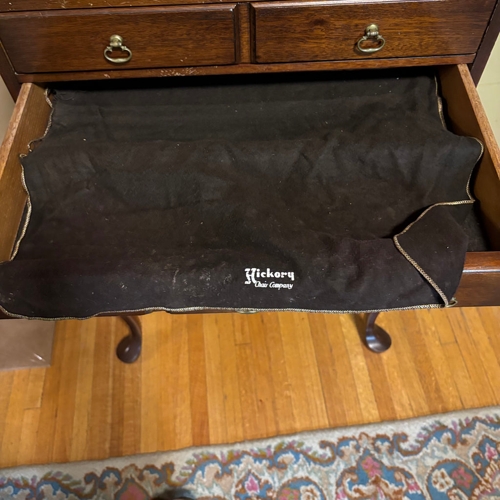 E103 Vintage Solid Wood Hickory chair company 3 drawer silverware chest (35” x 22” x 14”)