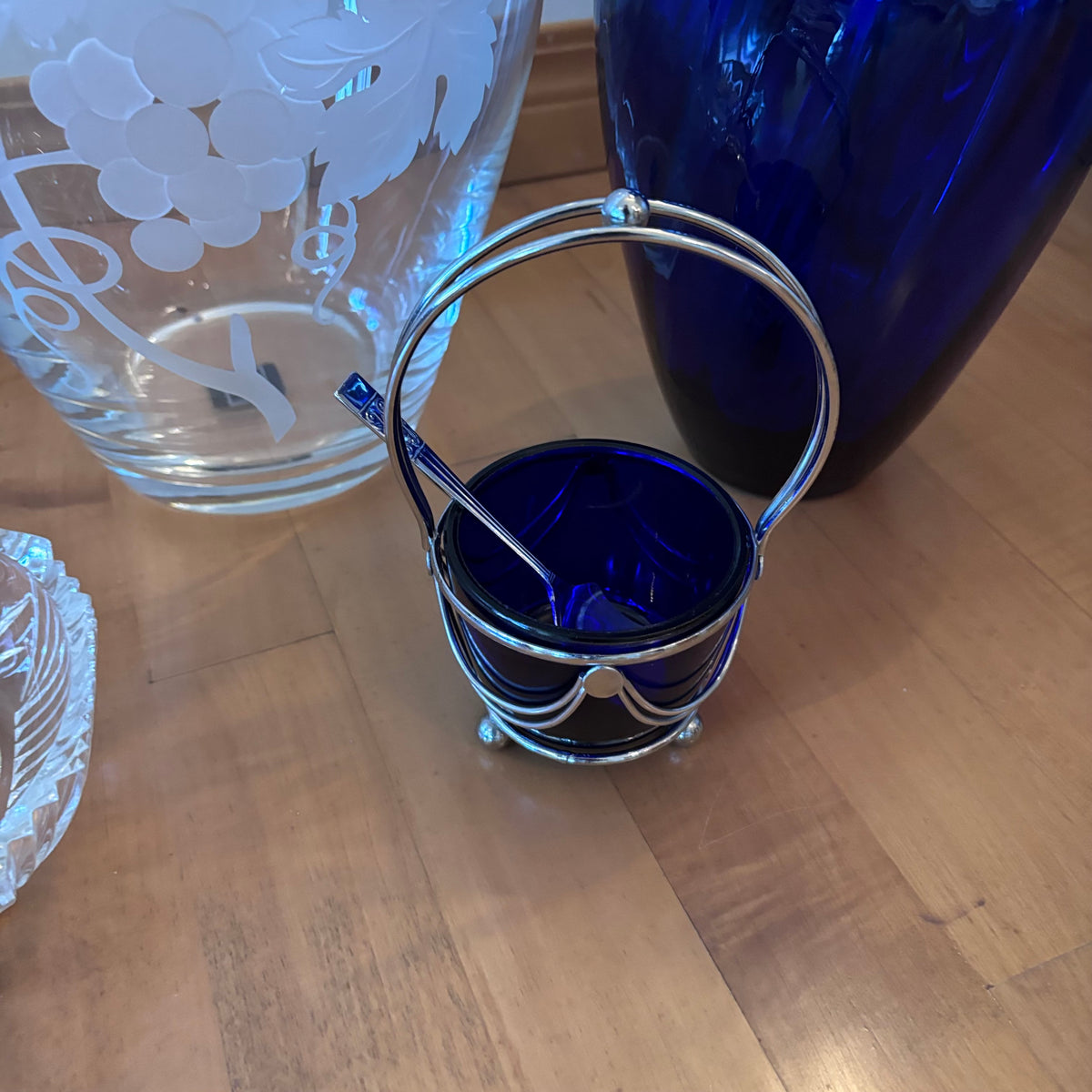 X242 Vintage and more glass vases grouping (Etched vase has chip on rim)