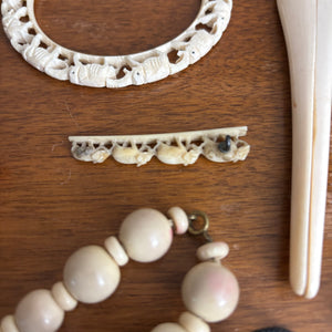 VINTAGE BONE/RESIN GROUPING (BRACELETS, PIPE AND MORE) - P344