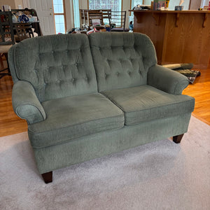 B457 Sage green fabric love seat