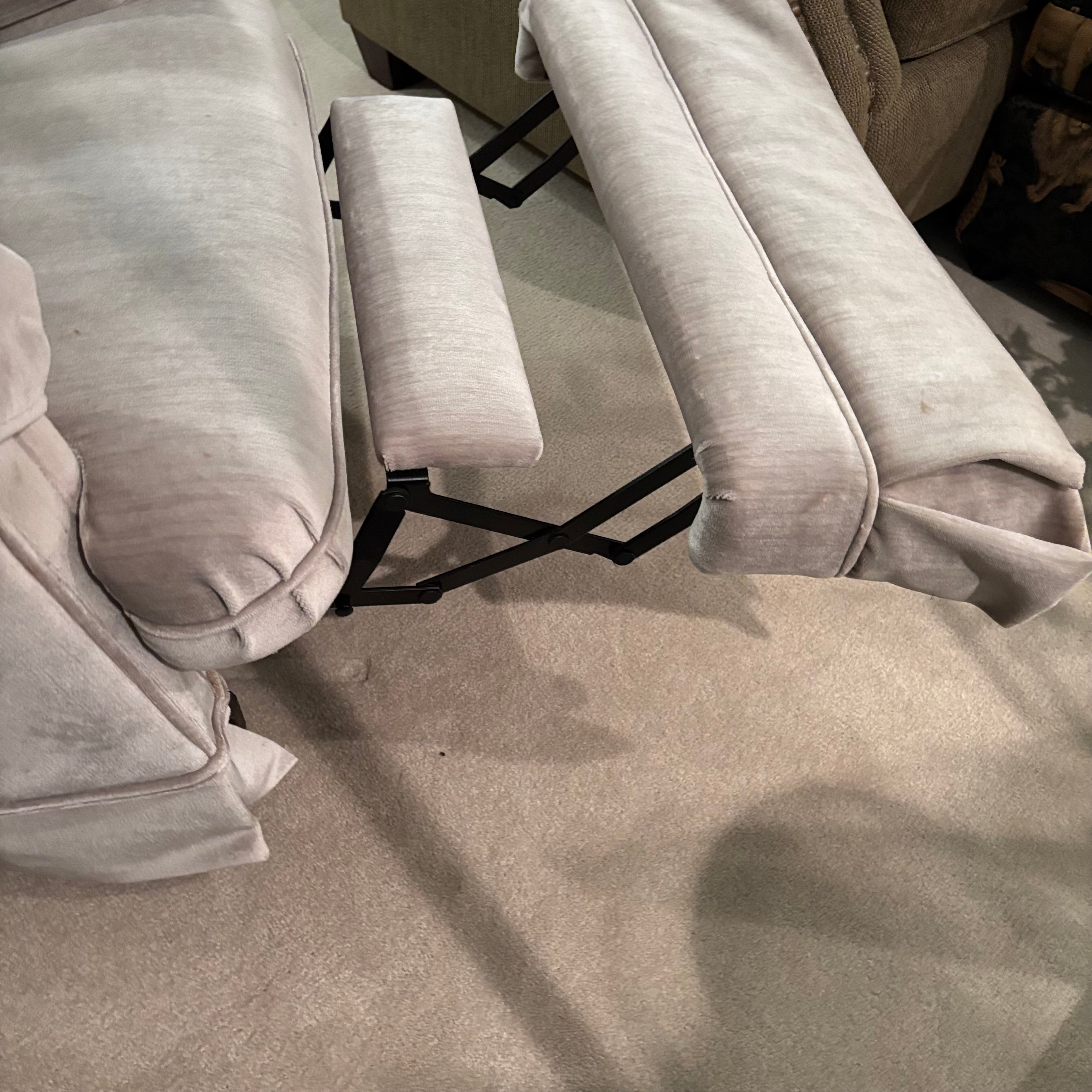 E845B Vintage light grey velvety fabrics rocker recliner