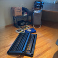 R162 Home Grouping (plastic shelving, black glass tiles and more) ***stereo pictured behind trolley NOT included