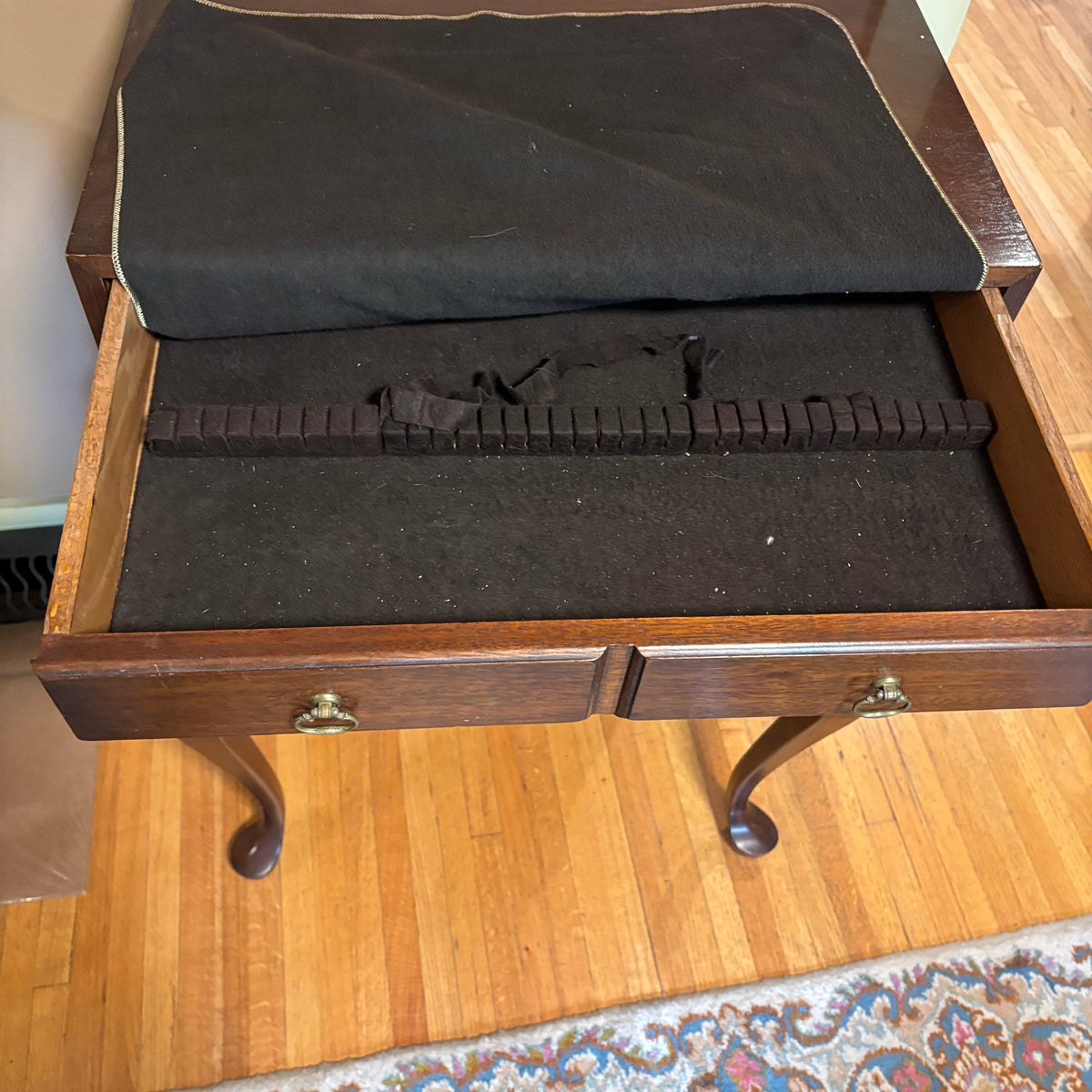 E103 Vintage Solid Wood Hickory chair company 3 drawer silverware chest (35” x 22” x 14”)
