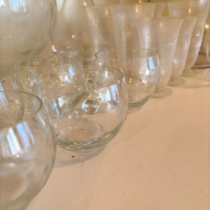 VINTAGE GLASSWARE GROUPING (ETCHED PUMCH BOWL AND MORE) - P285