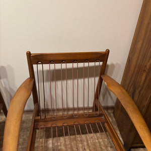 Set of 2 Mid Century Modern Solid Wood Arm Chairs - M310