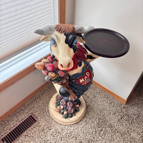 K301 29” tall Cow Lady Butler" resin table statue