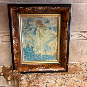 23” x 15” Vintage Mirror with Heavy Wood Gold Frame and Framed Artwork Grouping - M350