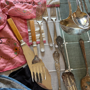 VINTAGE SILVER PLATED FLATWARE AND MORE GROUPING - P348