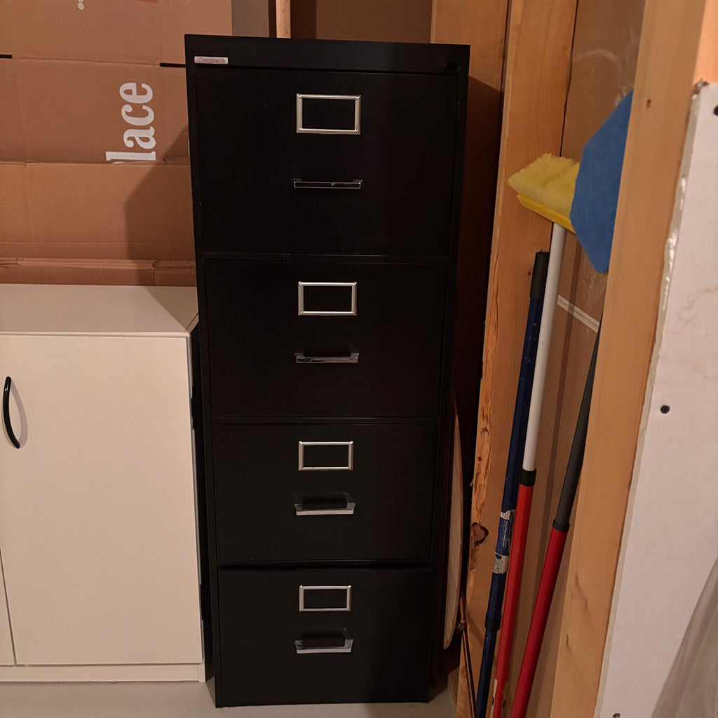 X225 Black metal 4 drawer file cabinet