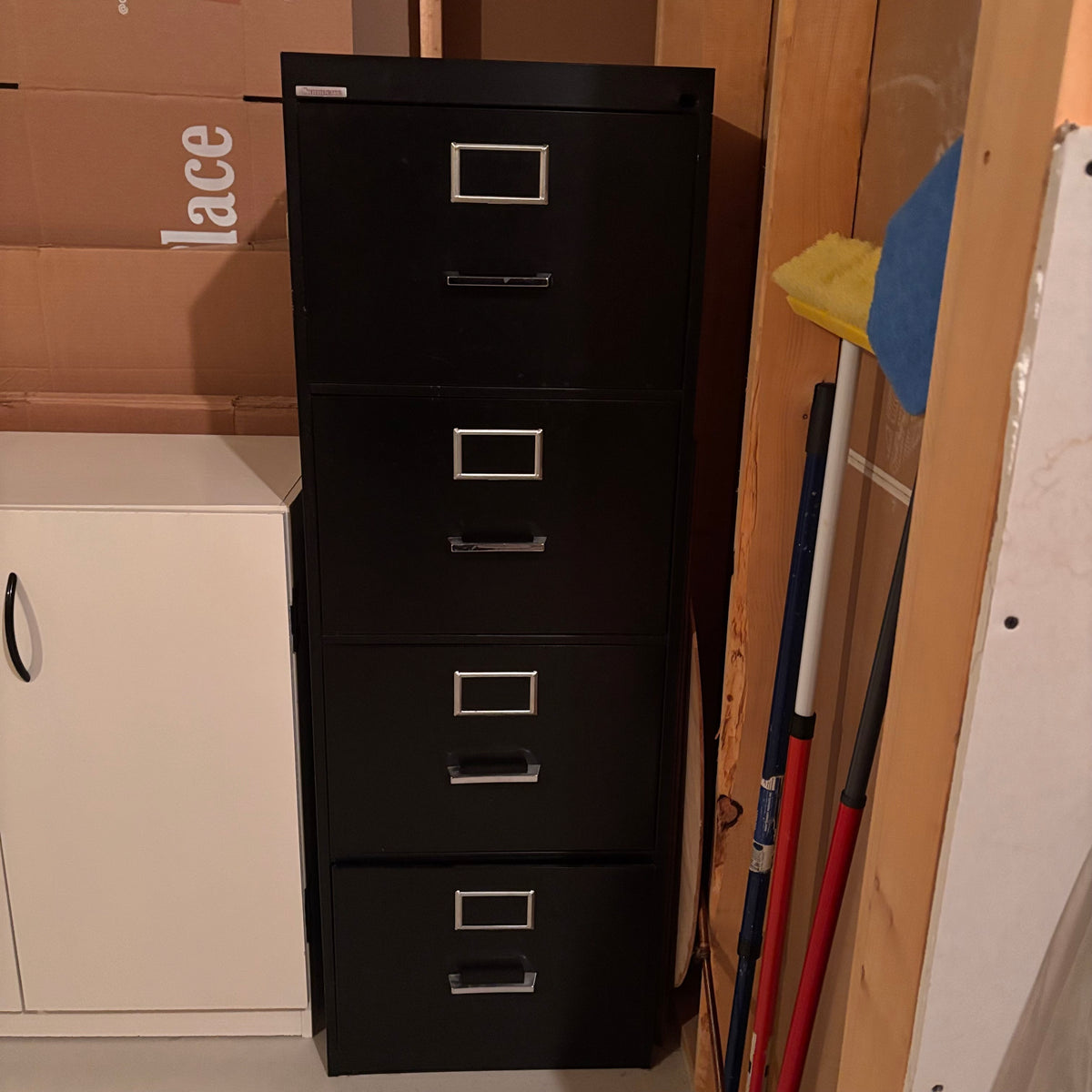 X225 Black metal 4 drawer file cabinet