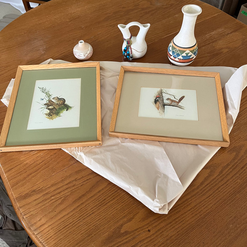 B329 Vintage grouping (framed prints and more)