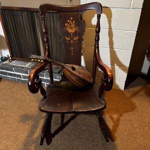 Solid Wood Vintage Rocking Chair and As Is Mandolin (no string) - V109