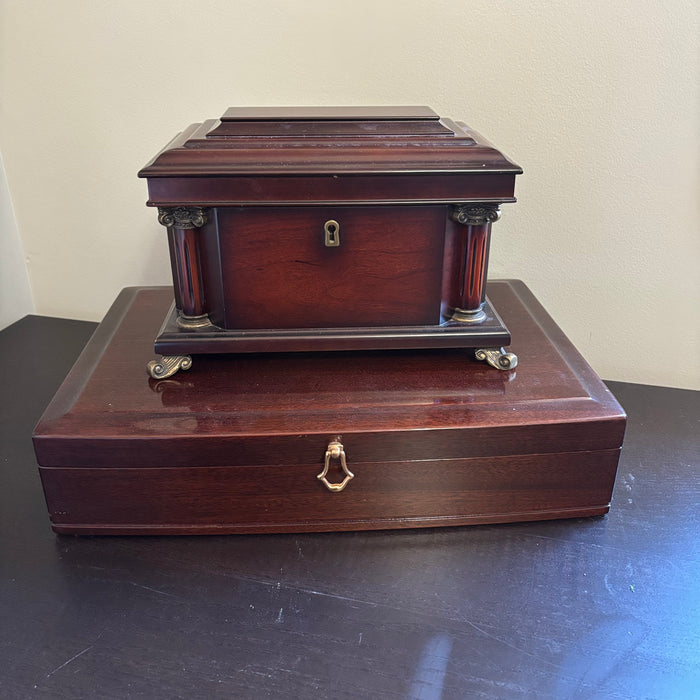 Bombay Co. Jewelry Box and Pacific Silver Cloth Silverware Chest - N310