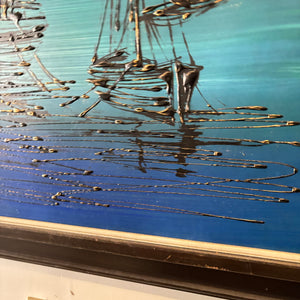 45” x 35” Framed Mid Century Painting - O100