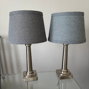 Set of 2 table lamps with grey blue linen shades  - C856