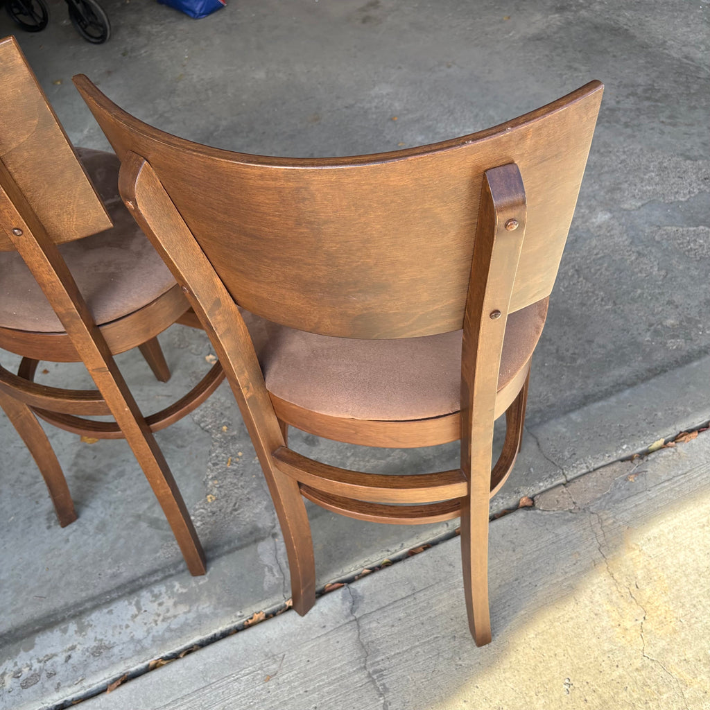 Y154 Set of 2 Countertop Height stools with brown microfibre seats