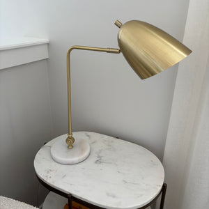 Brushed Brass Table/Desk Lamp with White Marble Base - G339