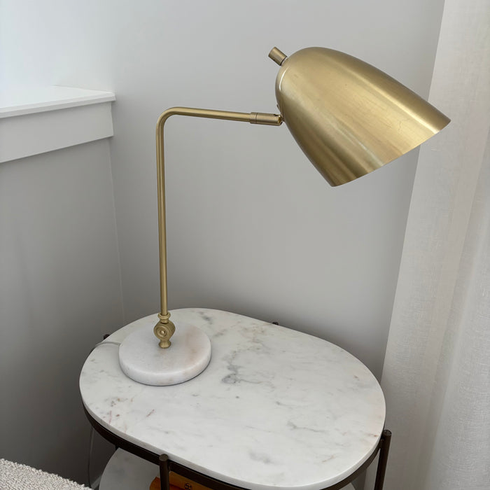 Brushed Brass Table/Desk Lamp with White Marble Base - G339