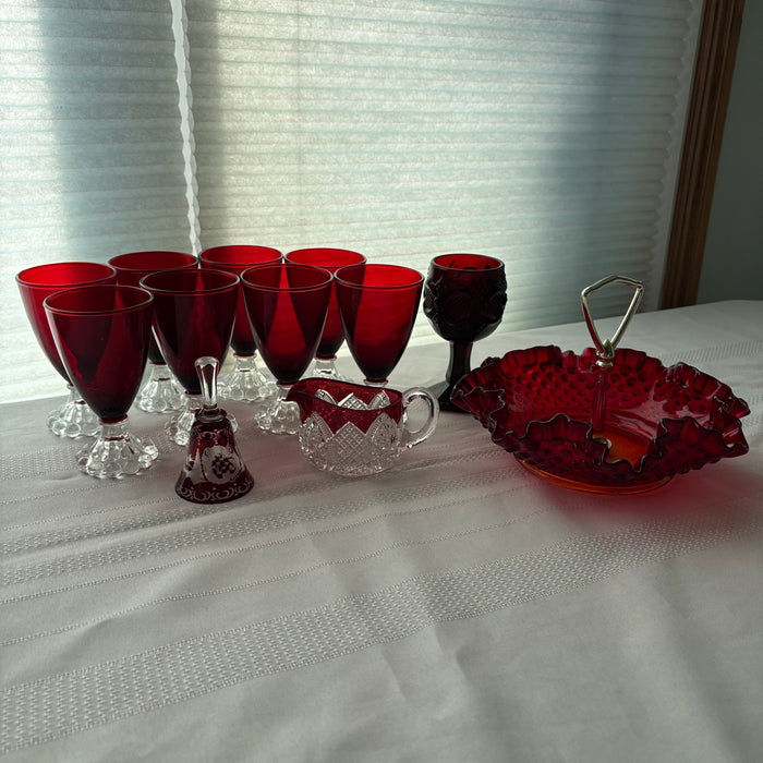 Vintage Red Glass Grouping - C413
