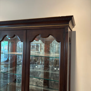 4 Piece Antique Cabinet with Glass Shelves and Smoked Mirrored Back - M313
