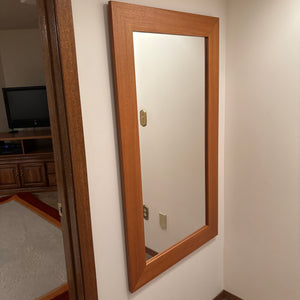 49” x 27.5” Teak Framed Mid Century Modern Wall Mirror - M315