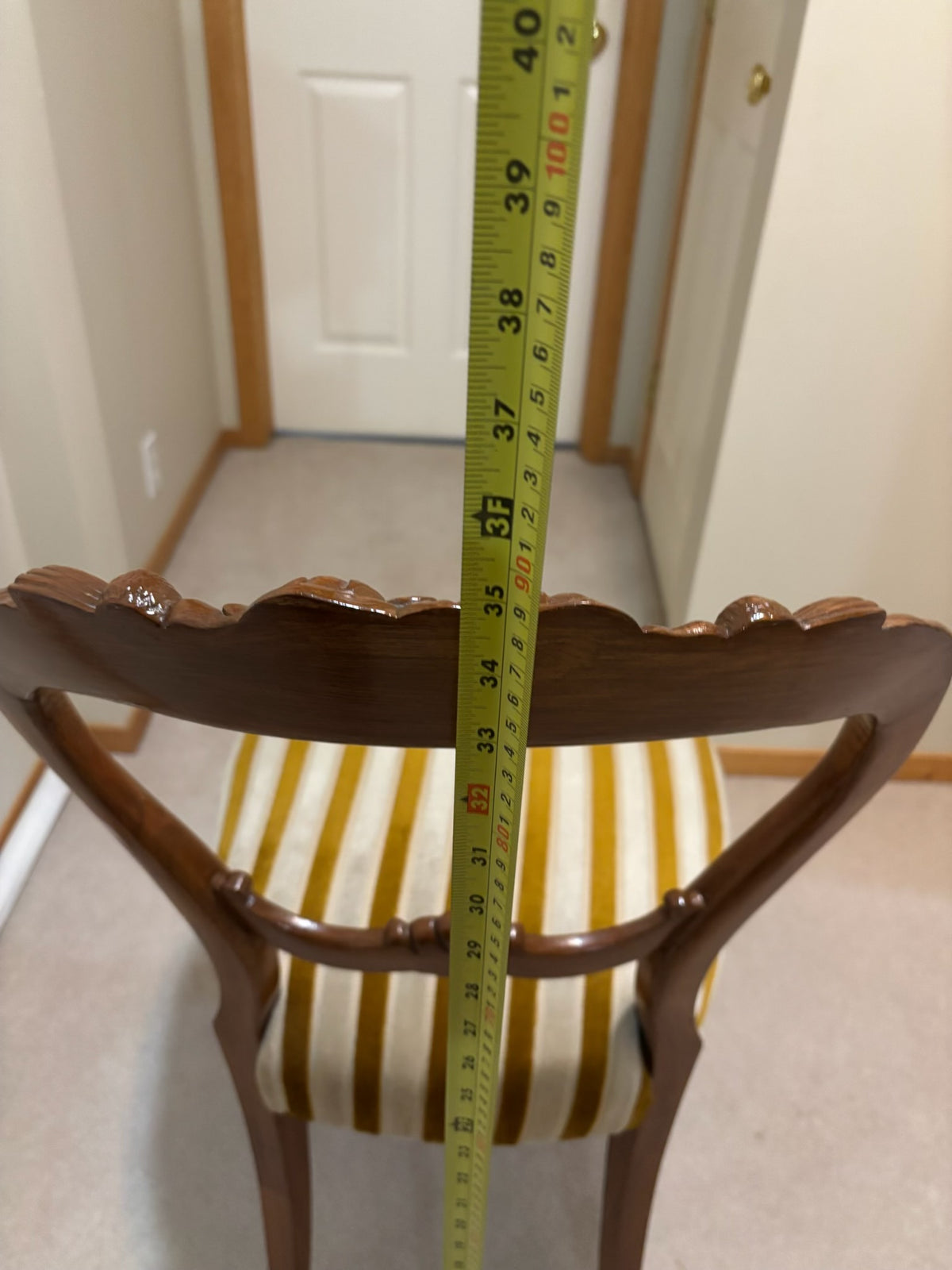 Y203 Antique balloon back chair with striped seat