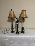 Y209 2 table lamps with a tall figurine