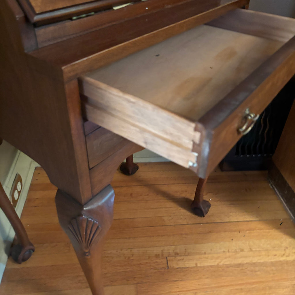 E115 Antique solid wood secretary desk (36" x 20" x 13")