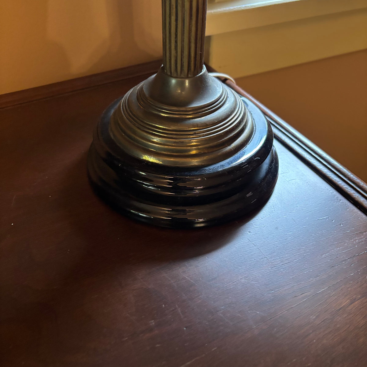 E118 29” tall Vintage lamp with porcelain middle