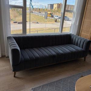 Elliot Sofa in Smoke Grey Velvet and Walnut Frame - G373