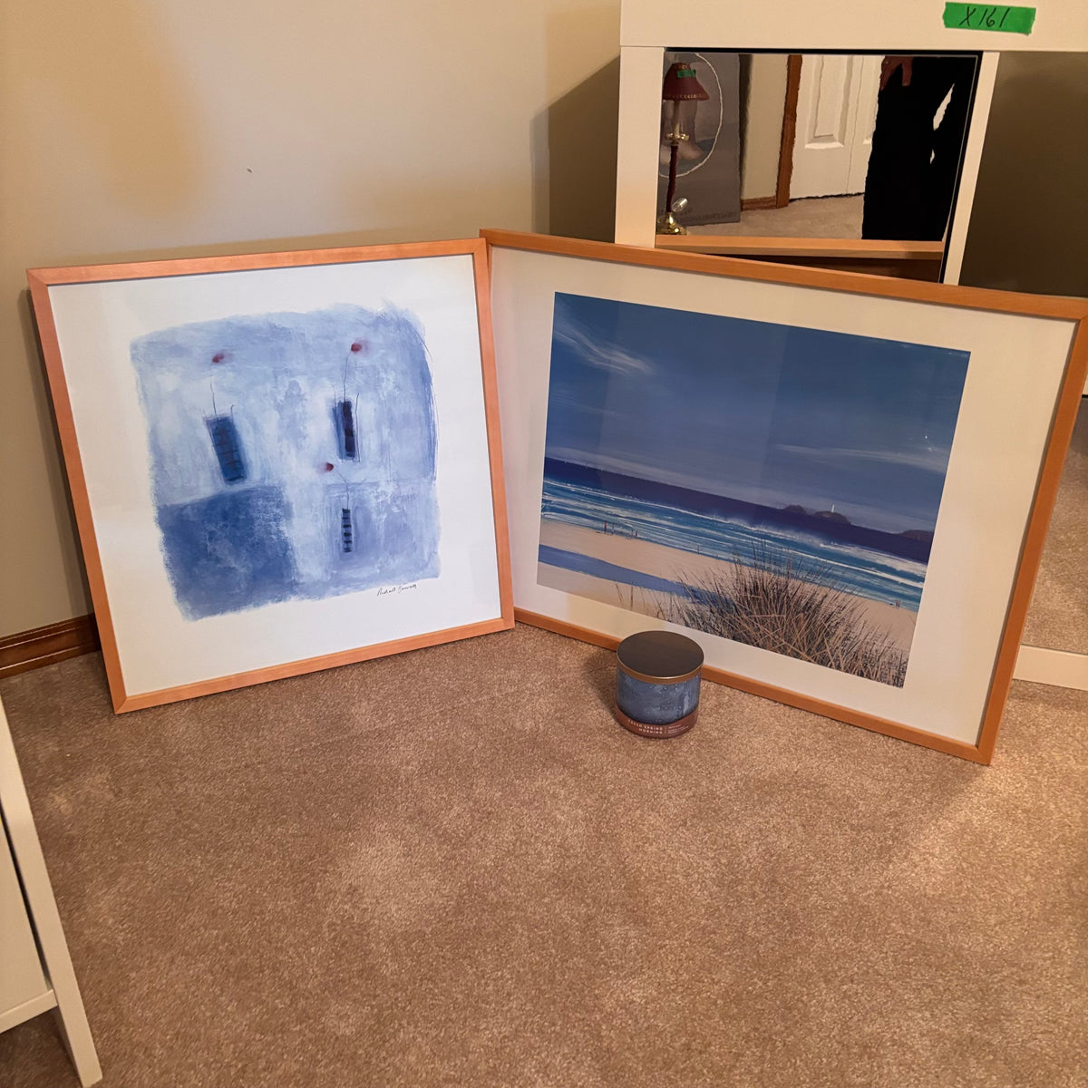 X235 Blue tones framed artwork grouping