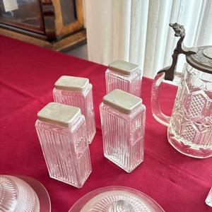 VINTAGE CLEAR GLASS BOTTLES AND MORE GROUPING - P153