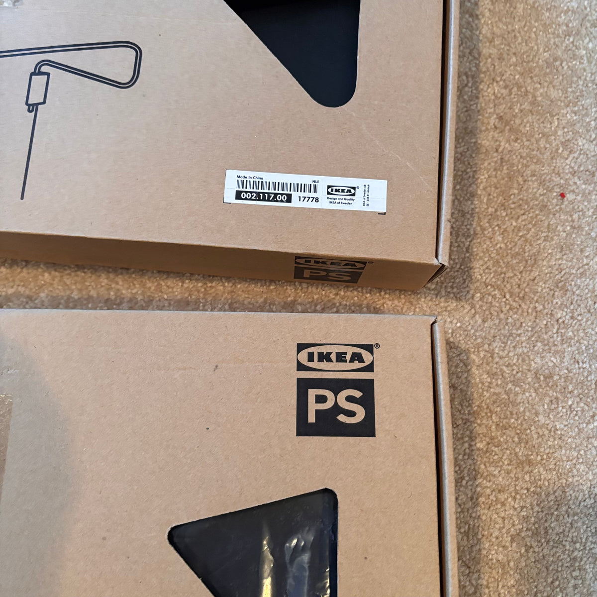 X237 2 new in box black IKEA bedside lamps