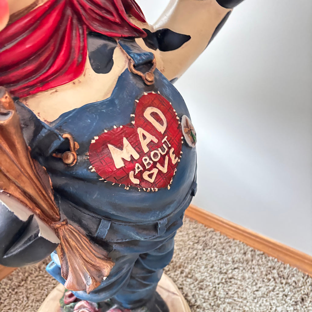K301 29” tall Cow Lady Butler" resin table statue