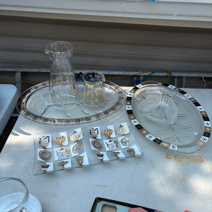 MCM White/Black/Gold Glassware Grouping - R454