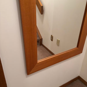 49” x 27.5” Teak Framed Mid Century Modern Wall Mirror - M315