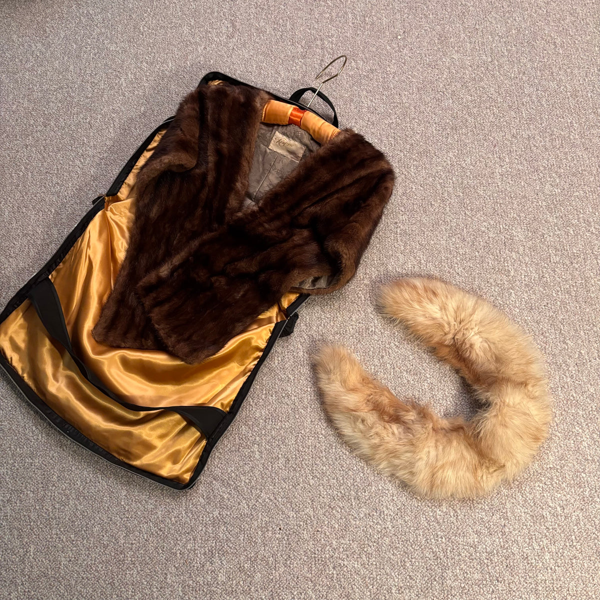 K402 2 vintage fur coats and vintage fur shawl