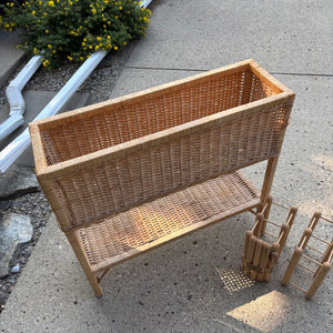 Wicker Stand and Wine Rack - M366