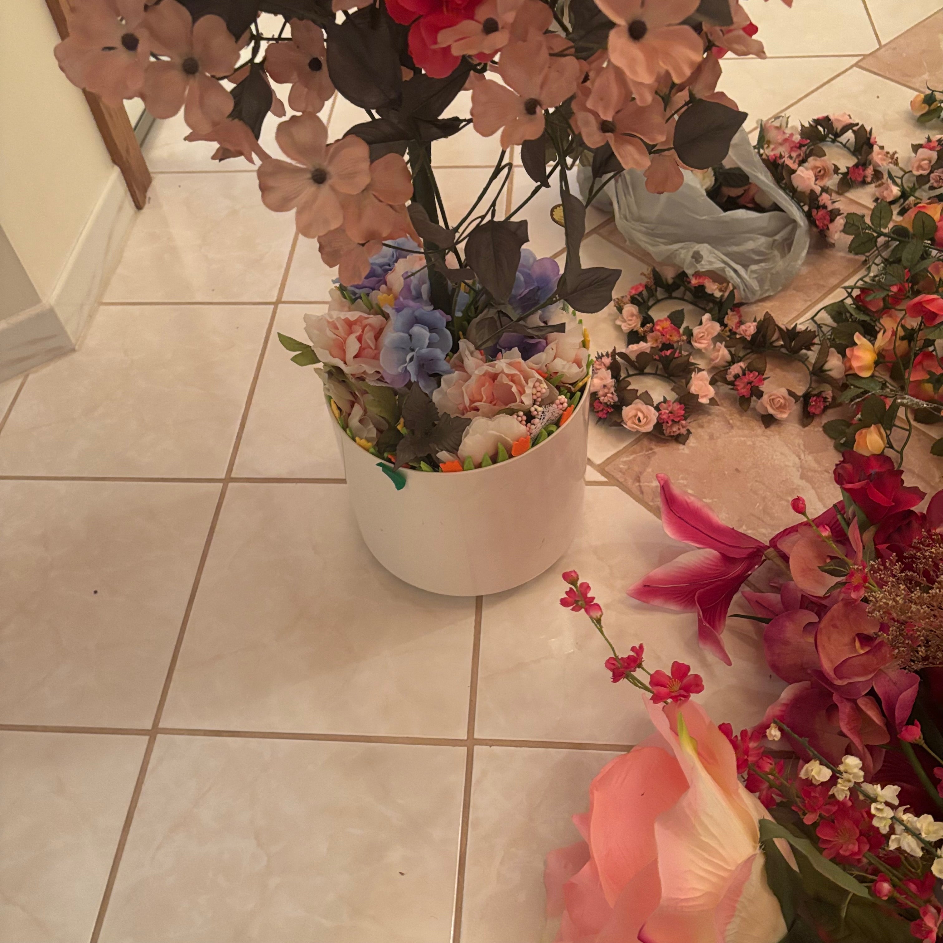 F199 Faux flowers grouping (hanging rose vines and more)