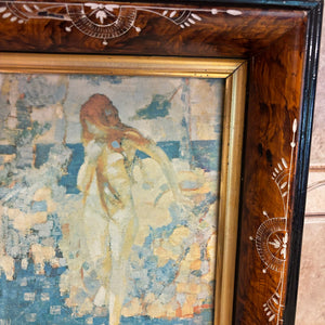 23” x 15” Vintage Mirror with Heavy Wood Gold Frame and Framed Artwork Grouping - M350