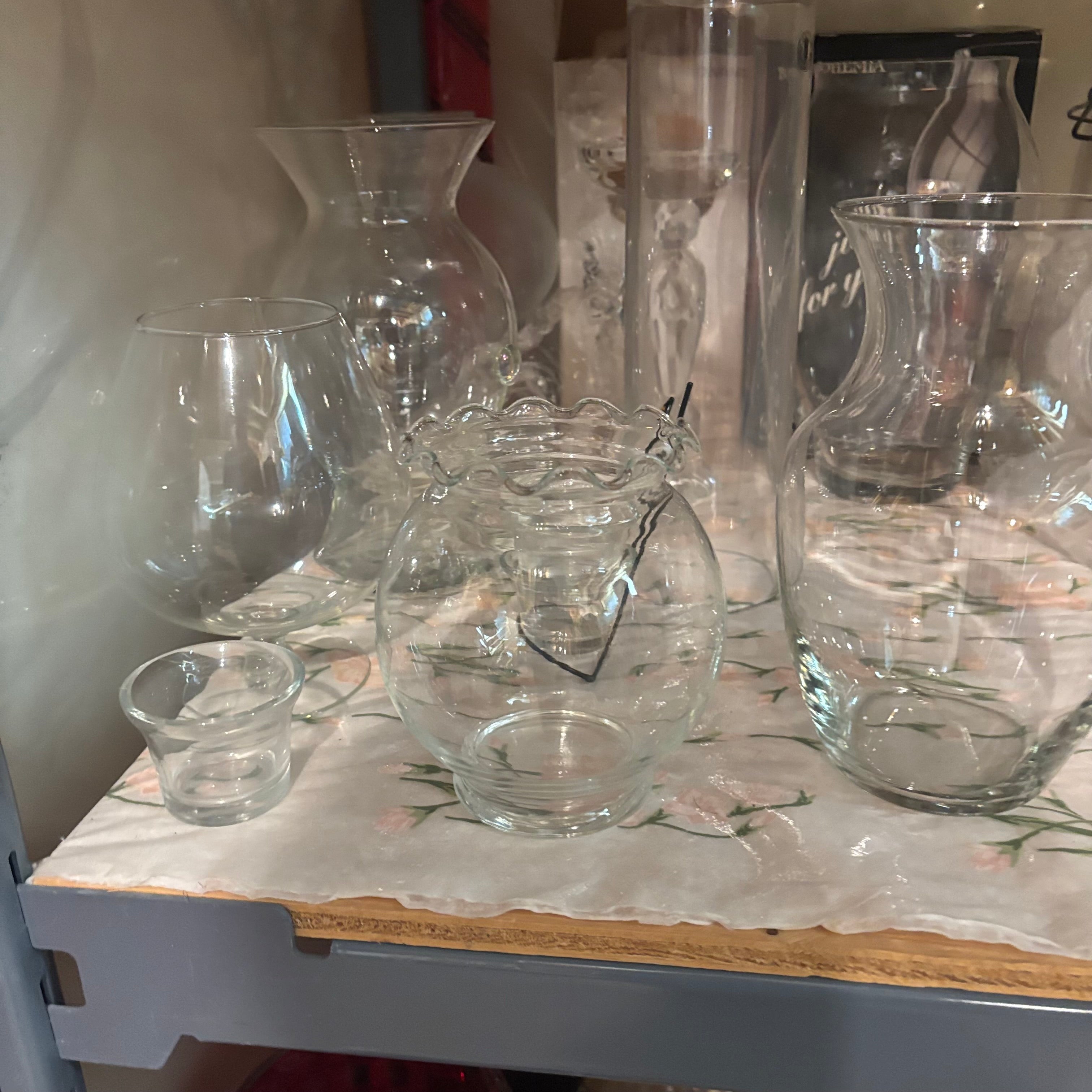 E848 Clear vases and more grouping