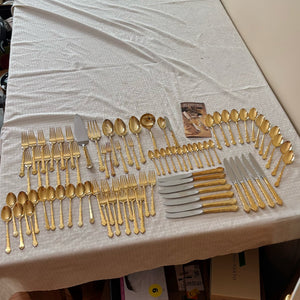 B477 84 Piece Gold Duet Silver Plated Flatware