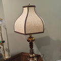 E850 33” tall vintage lamp with wood and brass base
