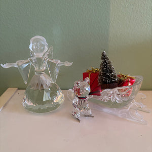 W838 3.75” tall Swarovski Crystal Christmas Angel Figurine and more grouping